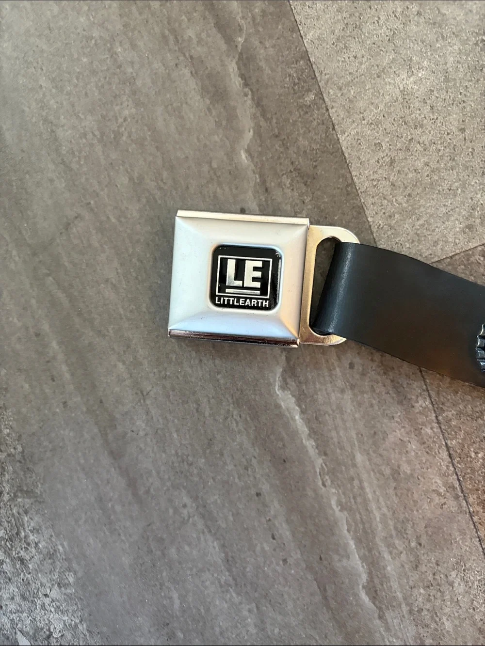 Pittsburg SteelersLittle Earth Black Seatbelt-Style Logo Belt with Silver Buckle